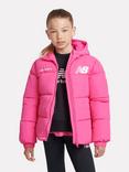 New Balance Kids' Logo Puffer Jacket, Hi Pink