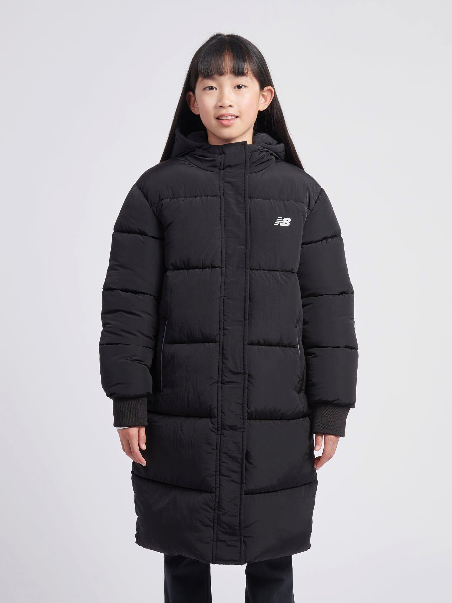 Product image 1 of 10, which shows New Balance Kids' Longline Puffer Coat, Caviar, 7-8 years