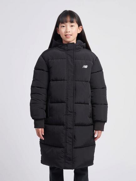 New Balance Kids' Longline Puffer Coat, Caviar, Caviar