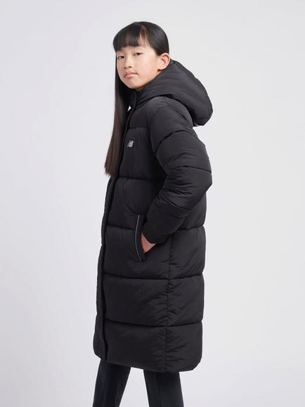 New Balance Kids' Longline Puffer Coat, Caviar - view 2, Caviar