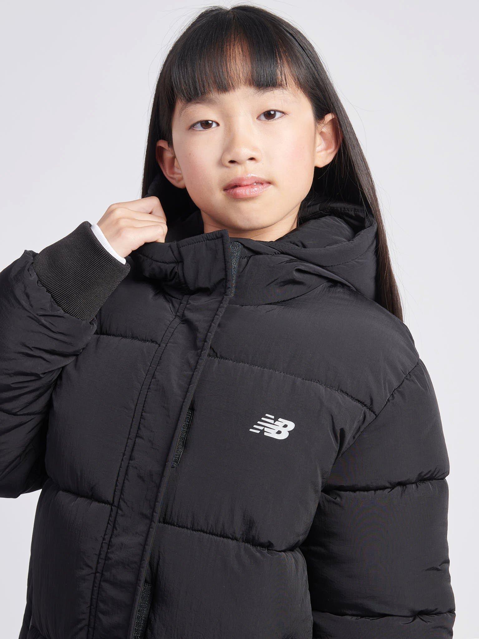 Product image 4 of 10, which shows New Balance Kids' Longline Puffer Coat, Caviar, 7-8 years