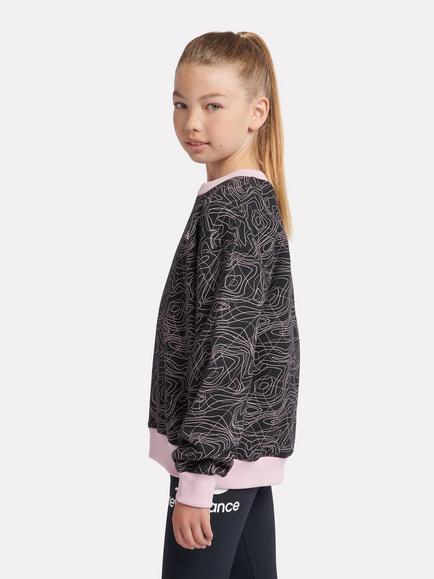 New Balance Kids' Swirly Print Brushed Back Sweatshirt, Caviar - view 2, Caviar
