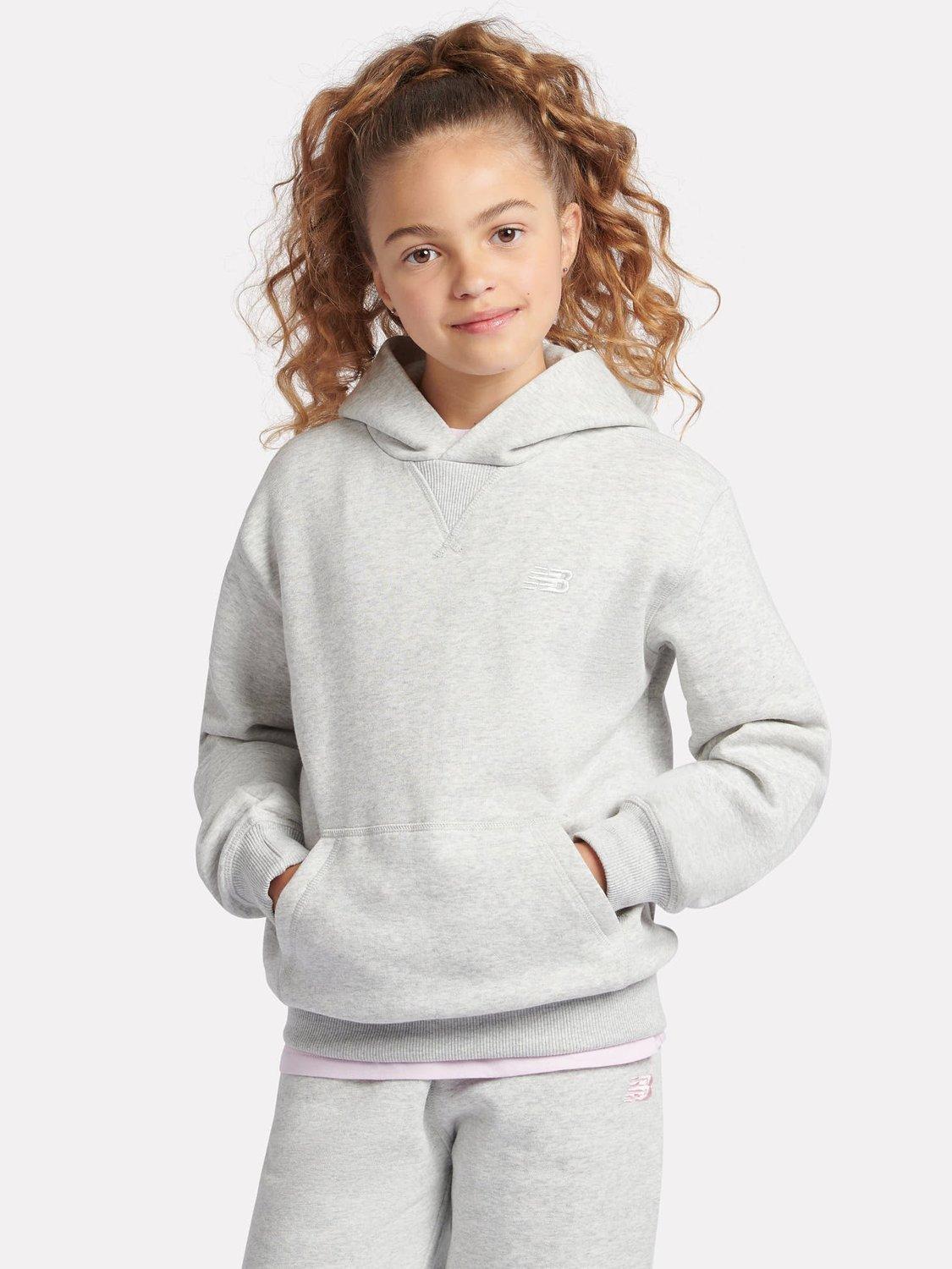 Product image 1 of 9, which shows New Balance Kids' Small Logo Brushed Back Hoodie, Ash Heather, 7-8 years