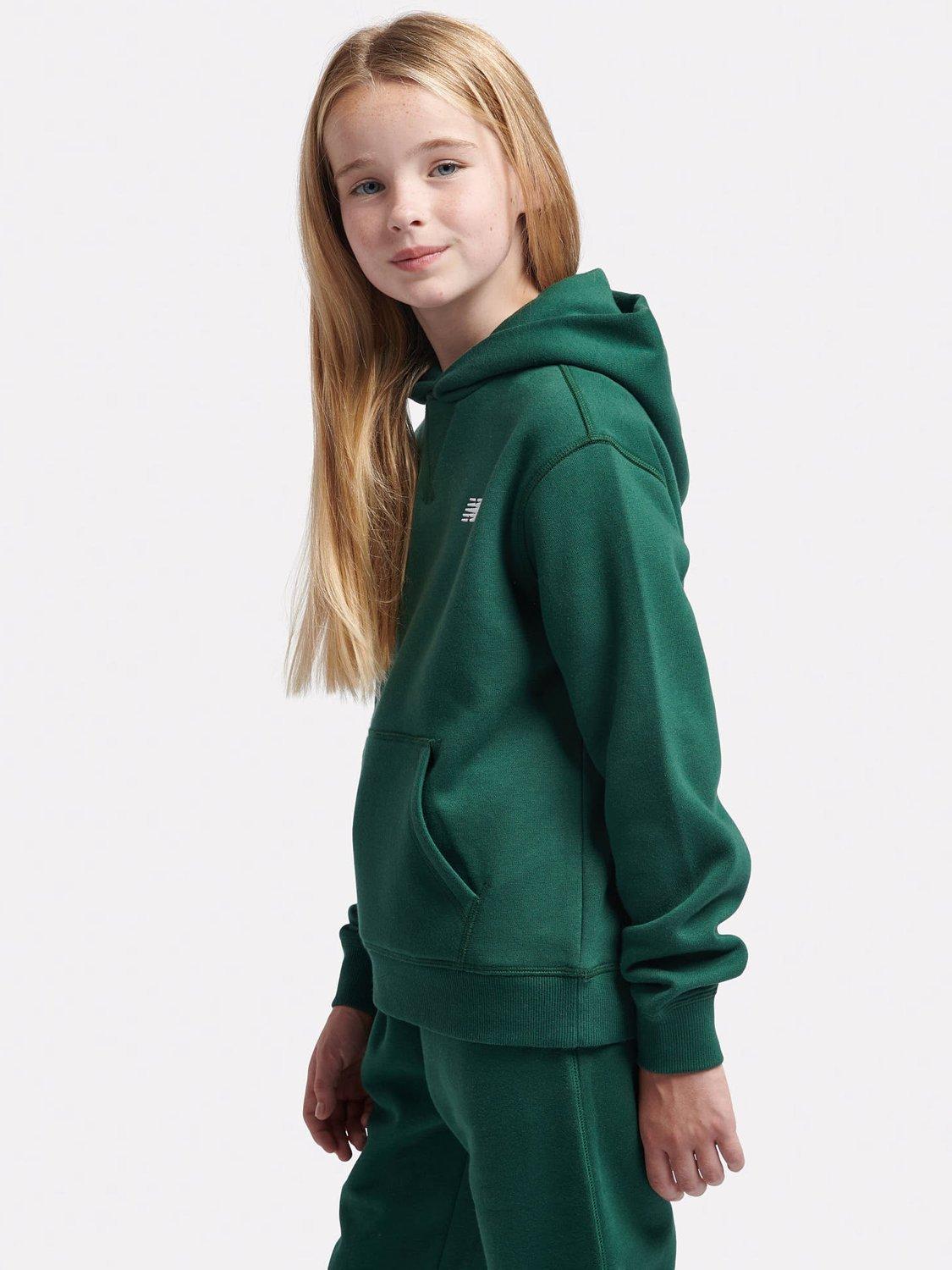 Product image 2 of 8, which shows New Balance Kids' Small Logo Brushed Back Hoodie, Nightwatch Green, 7-8 years