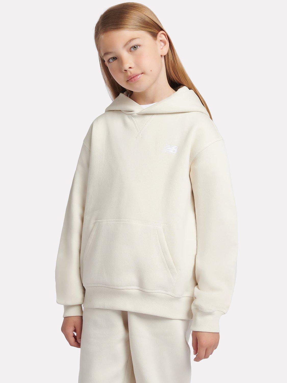 Product image 1 of 9, which shows New Balance Kids' Small Logo Brushed Back Hoodie, Linen, 7-8 years