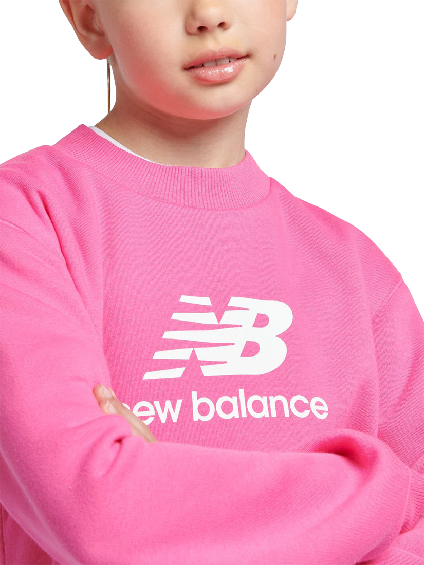 Product image 4 of 9, which shows New Balance Kids' Brushed Back Crew Sweatshirt, Pink, 3-4 years