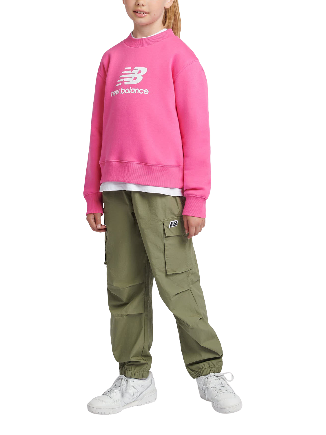 Product image 5 of 9, which shows New Balance Kids' Brushed Back Crew Sweatshirt, Pink, 3-4 years