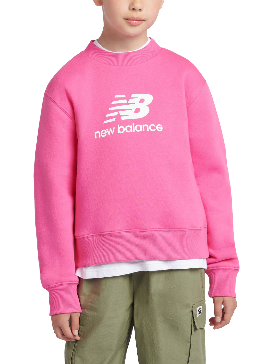 Product image 6 of 9, which shows New Balance Kids' Brushed Back Crew Sweatshirt, Pink, 3-4 years