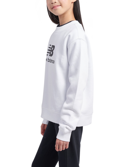New Balance Kids' Brushed Back Crew Sweatshirt - view 2, Bright White