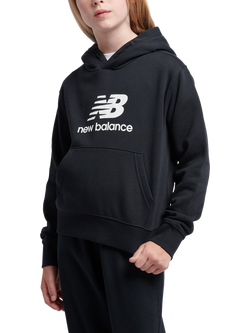 New Balance Kids' Logo Brushed Back Hoodie, Caviar