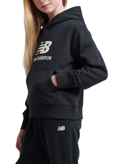 New Balance Kids' Logo Brushed Back Hoodie - view 2, Caviar