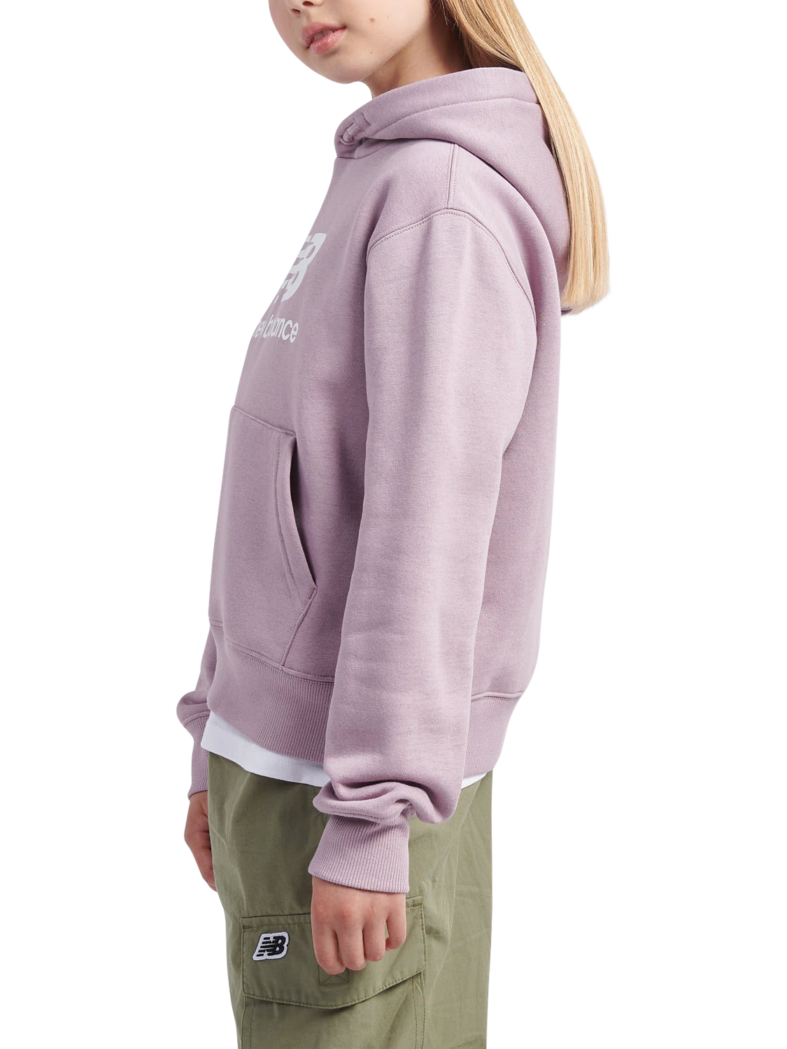 Product image 2 of 9, which shows New Balance Kids' Logo Brushed Back Hoodie, Ice Wine, 3-4 years