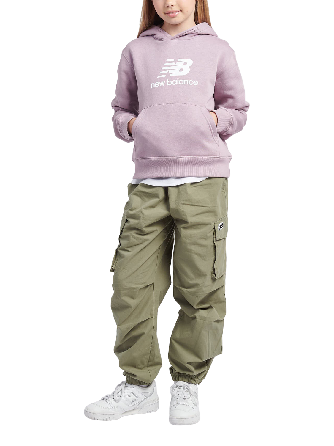 Product image 5 of 9, which shows New Balance Kids' Logo Brushed Back Hoodie, Ice Wine, 3-4 years
