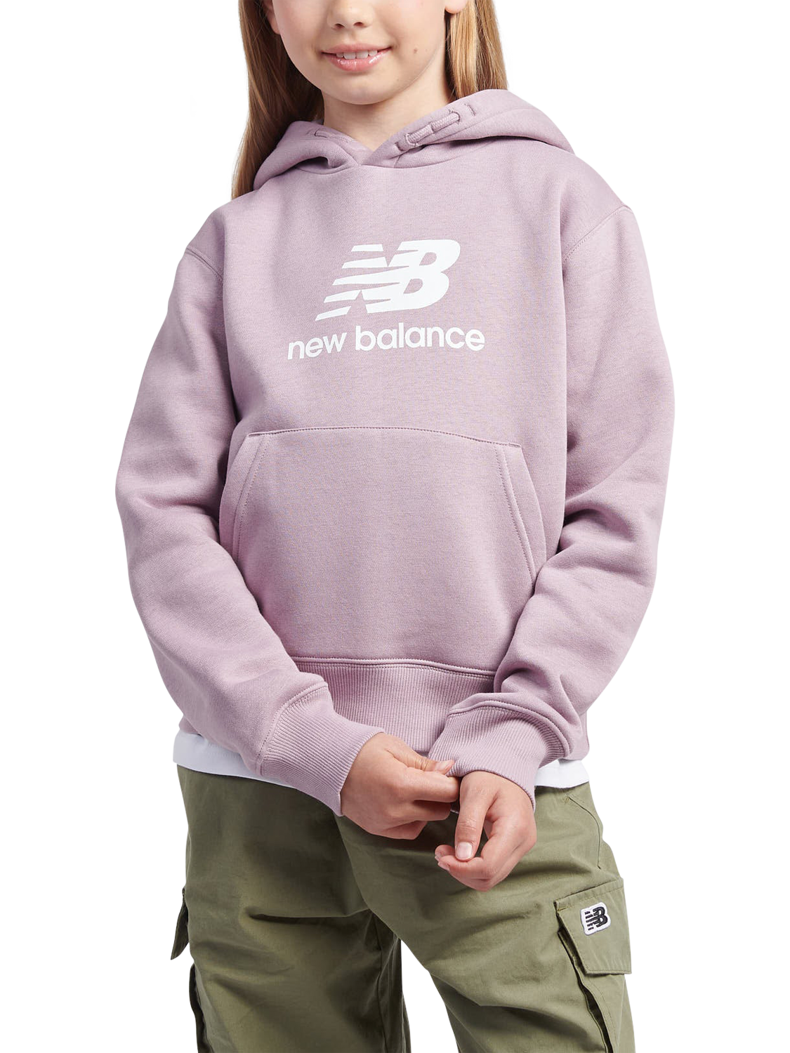 Product image 6 of 9, which shows New Balance Kids' Logo Brushed Back Hoodie, Ice Wine, 3-4 years