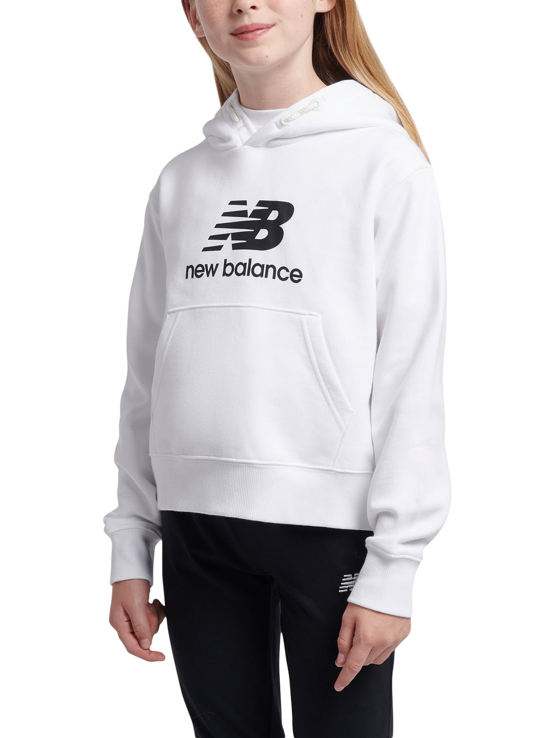 Product image 6 of 9, which shows New Balance Kids' Logo Brushed Back Hoodie, Bright White, 3-4 years