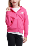 New Balance Kids' Brushed Back Zip Hoodie, Pink