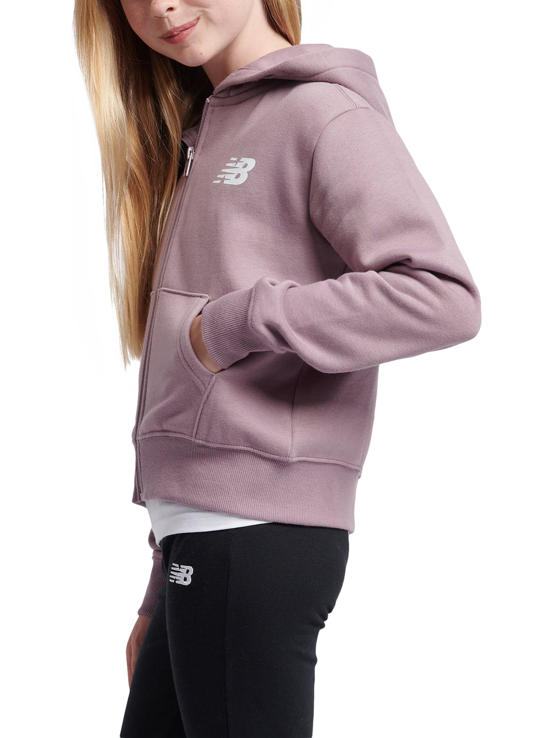 Product image 2 of 8, which shows New Balance Kids' Brushed Back Zip Hoodie, Ice Wine, 3-4 years