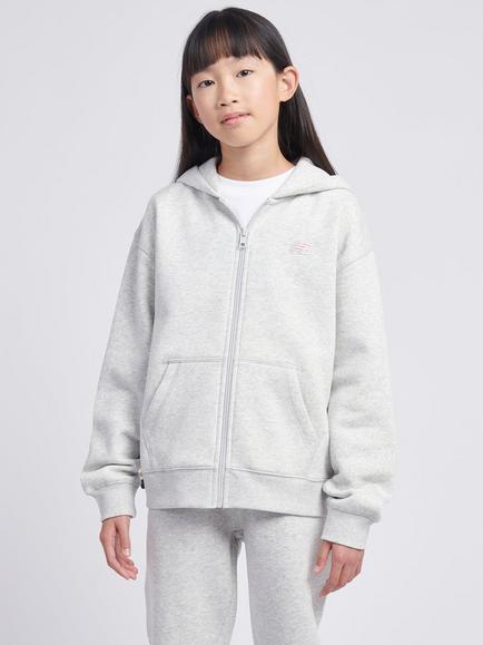 New Balance Kids' Logo Brushed Back Zip Hoodie, Ash Heather