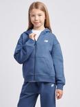 New Balance Kids' Logo Brushed Back Zip Hoodie, Vintage Indigo