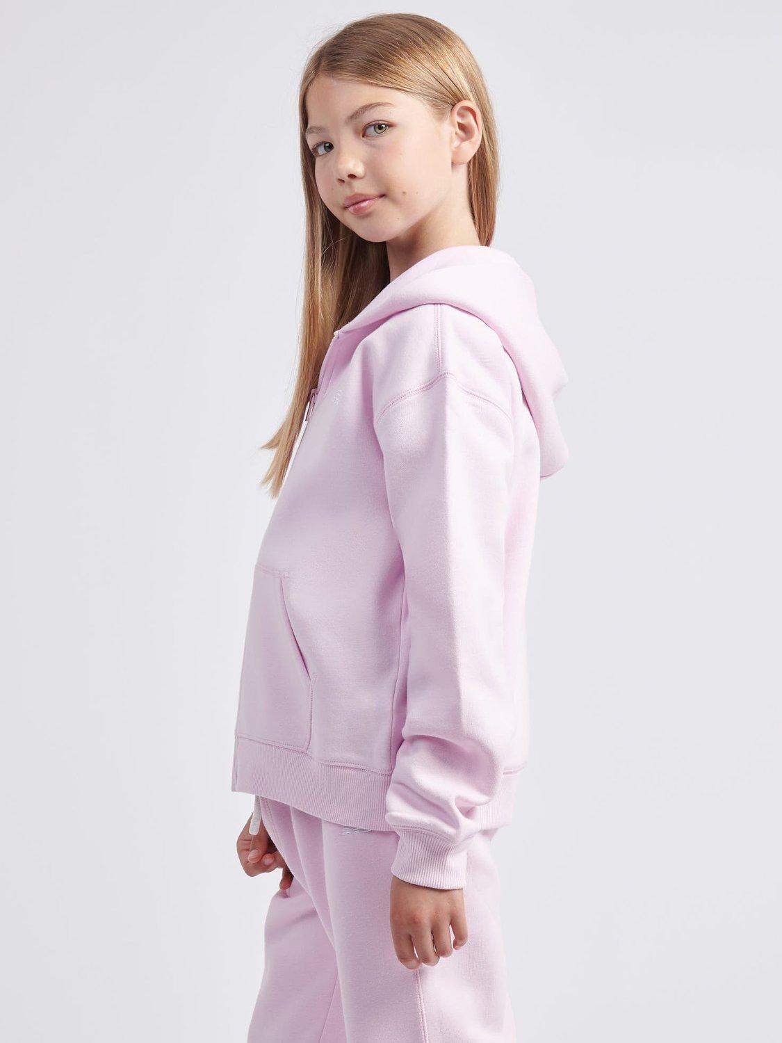 Product image 2 of 8, which shows New Balance Kids' Logo Brushed Back Zip Hoodie, Light Raspberry, 7-8 years