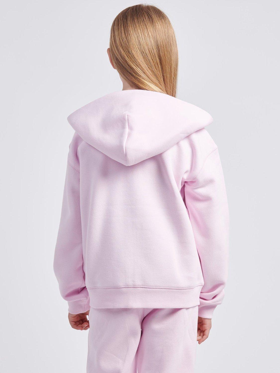 Product image 3 of 8, which shows New Balance Kids' Logo Brushed Back Zip Hoodie, Light Raspberry, 7-8 years