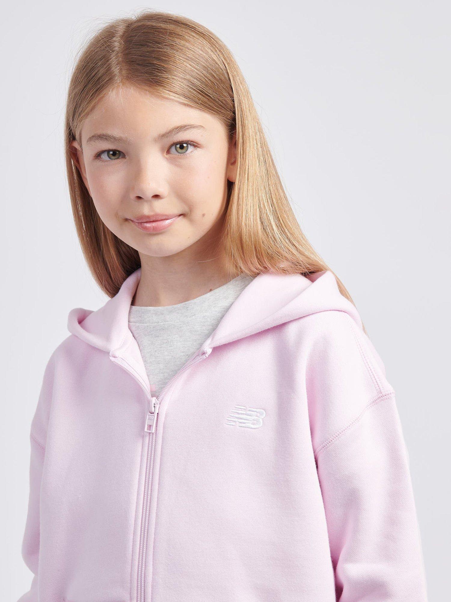 Product image 4 of 8, which shows New Balance Kids' Logo Brushed Back Zip Hoodie, Light Raspberry, 7-8 years