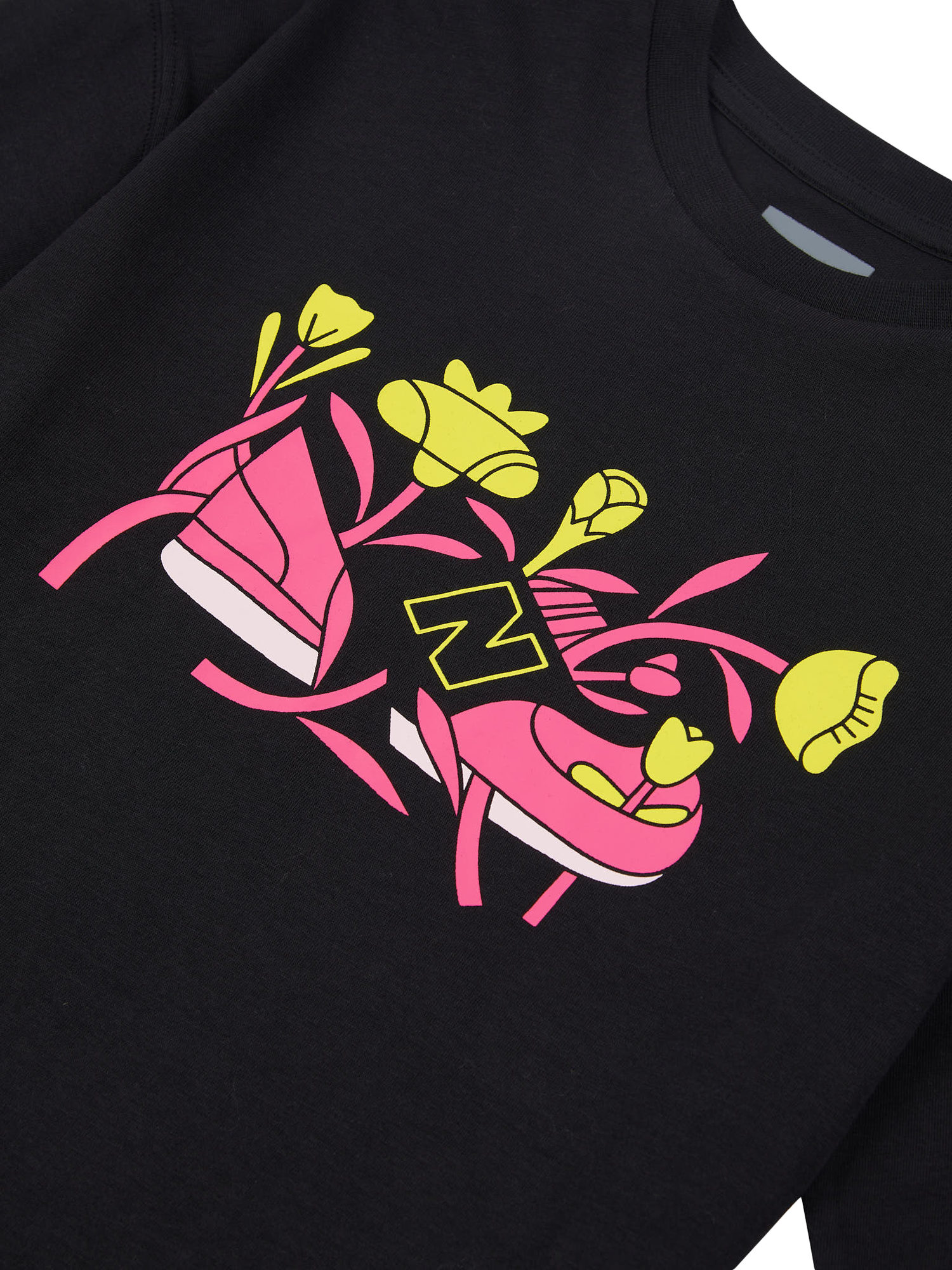 Product image 9 of 9, which shows New Balance Kids' Floral Shoe Tee, Caviar, 7-8 years