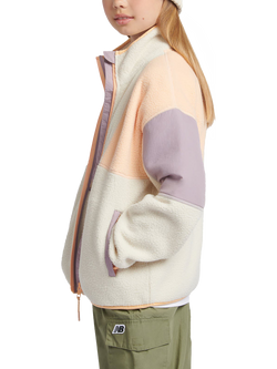 New Balance Kids' Funnel Neck Colour Block Borg Fleece, Linen - view 2, Linen