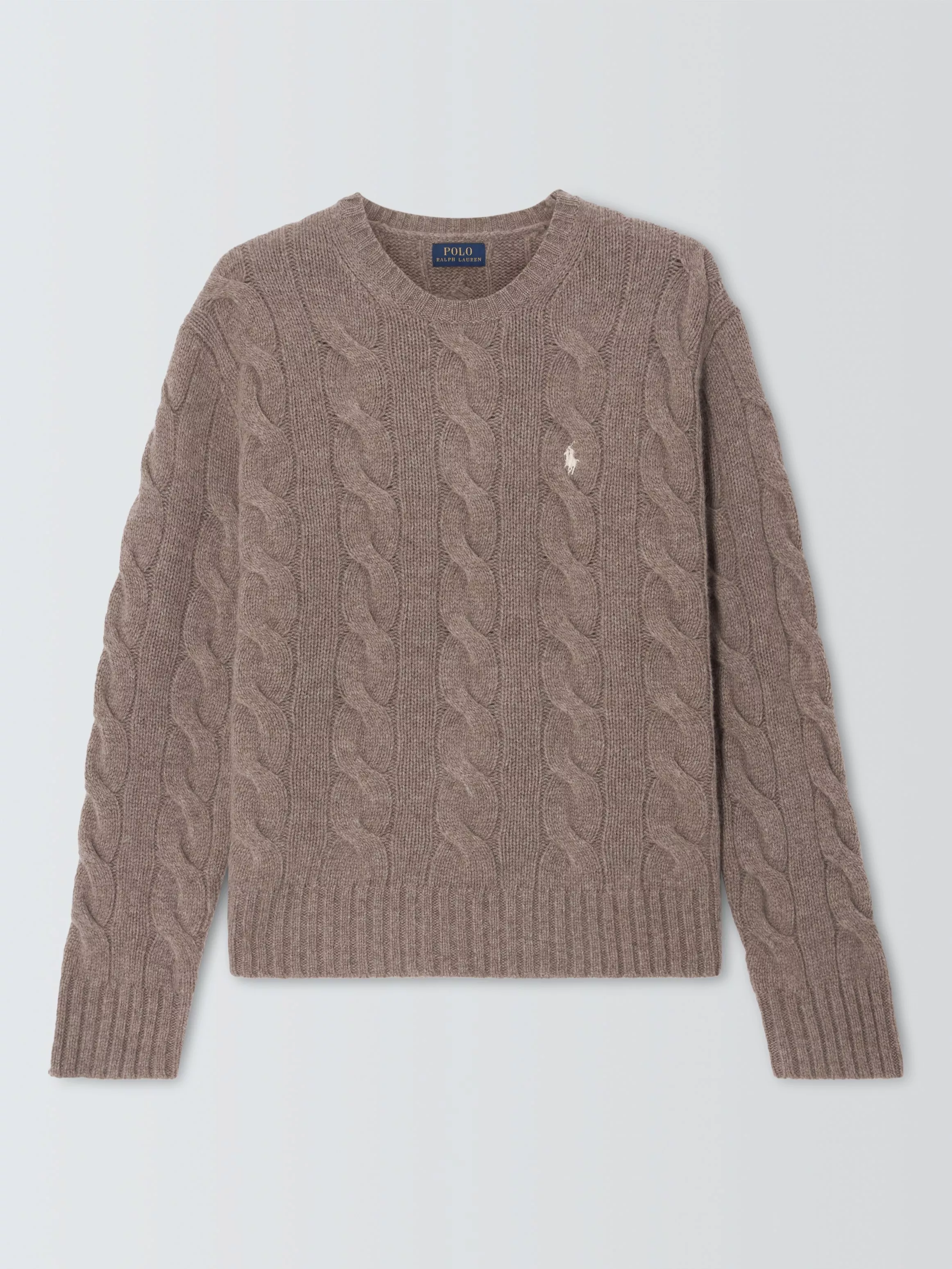 Polo Ralph Lauren Cable Knit Wool Rich Jumper Mushroom Melange