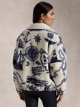 Polo Ralph Lauren Nautical Jacquard High Pile Fleece, Cream/Blue