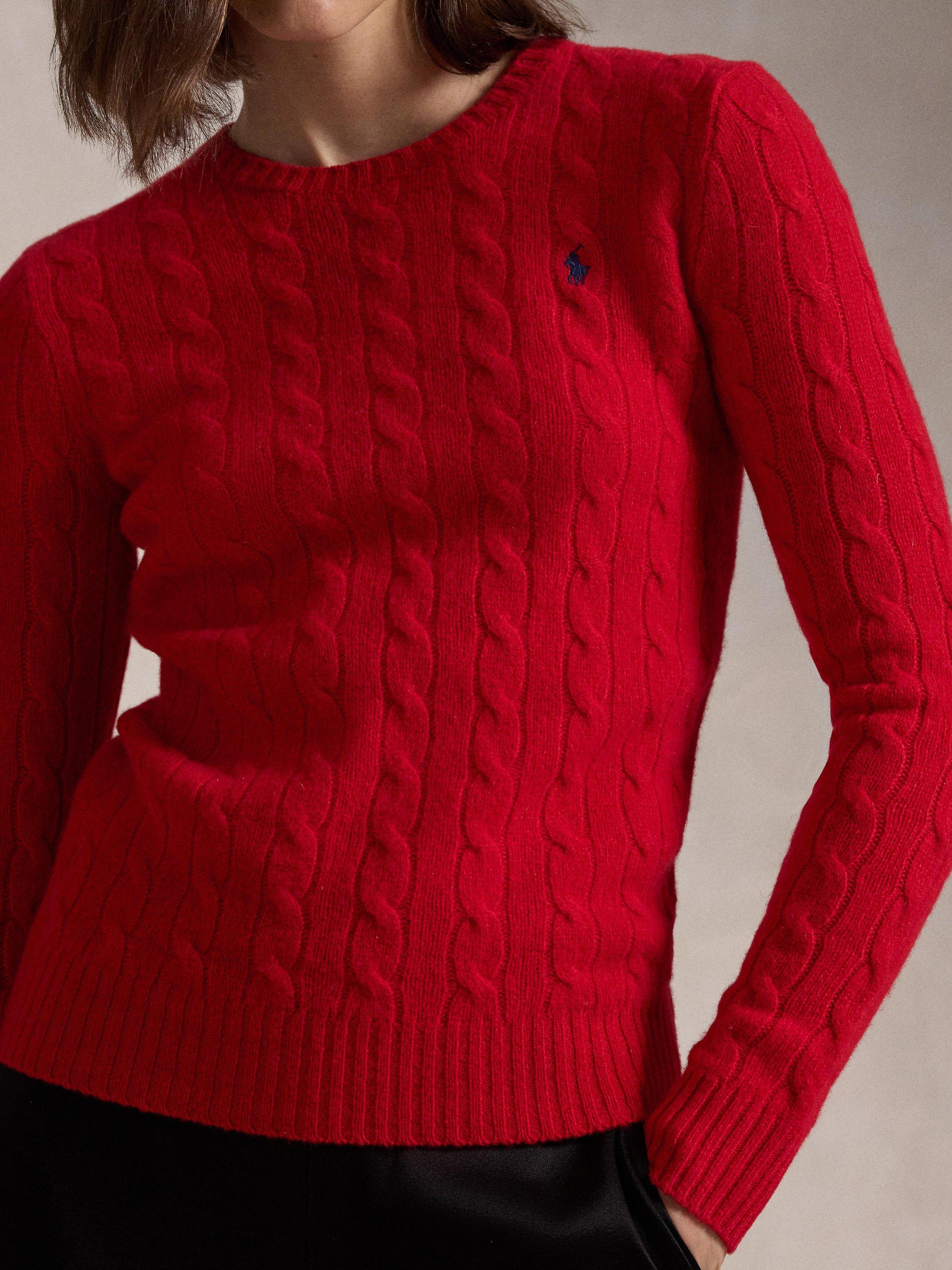 Red ralph lauren cable knit jumper deals