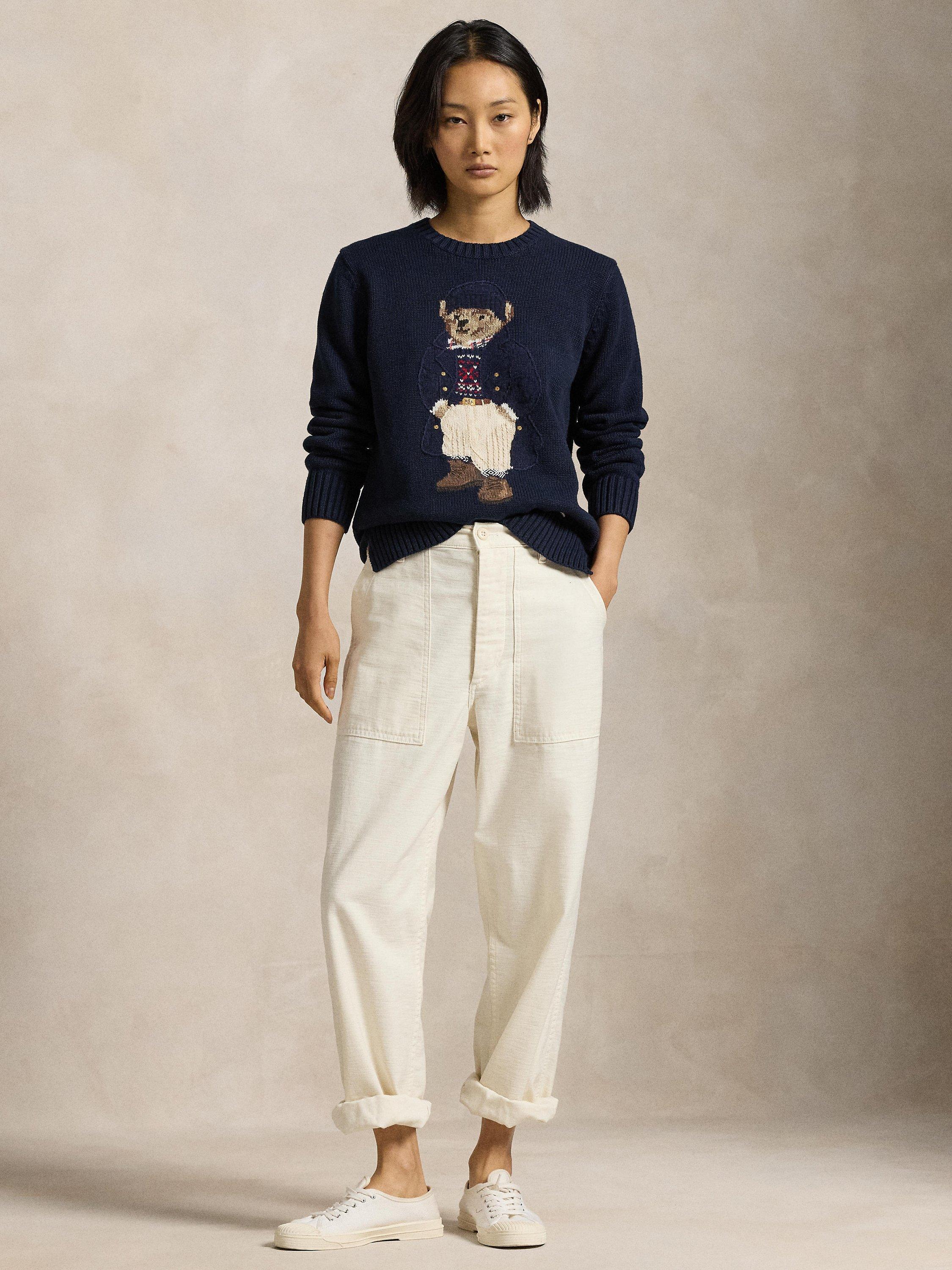 Polo Ralph Lauren Bear Cotton Jumper, Navy Multi