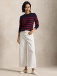 Polo Ralph Lauren Julianna Wool Cashmere Stripe Jumper, Navy/Red