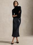 Polo Ralph Lauren Sequin Stretch Mesh Midi Skirt, Deep Navy