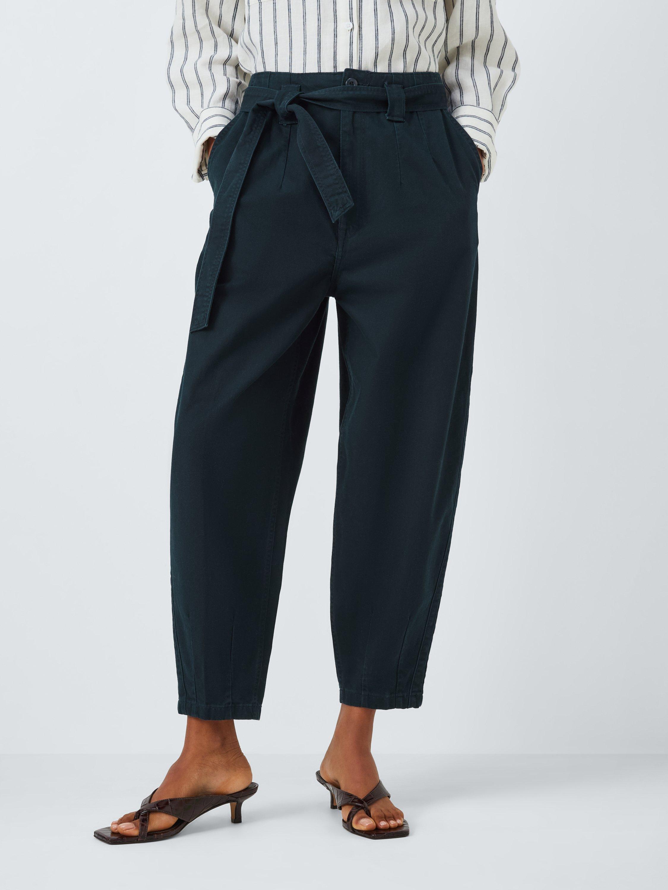 Product image 3 of 6, which shows Polo Ralph Lauren Belted Twill Crop Trousers, Navy, 16