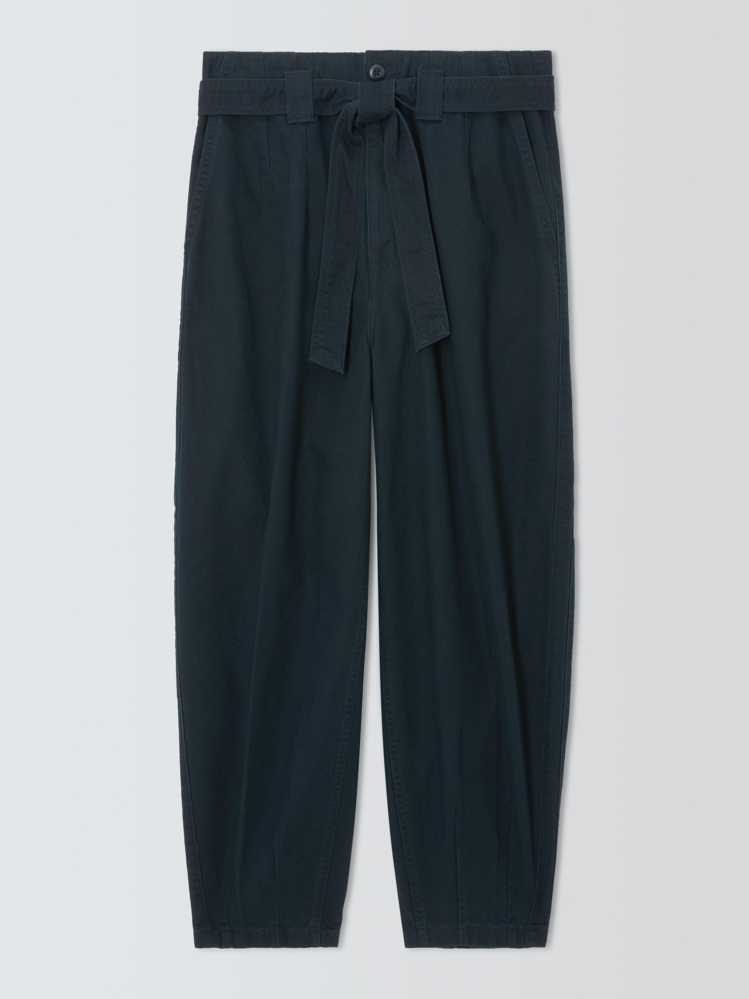 Product image 4 of 6, which shows Polo Ralph Lauren Belted Twill Crop Trousers, Navy, 16
