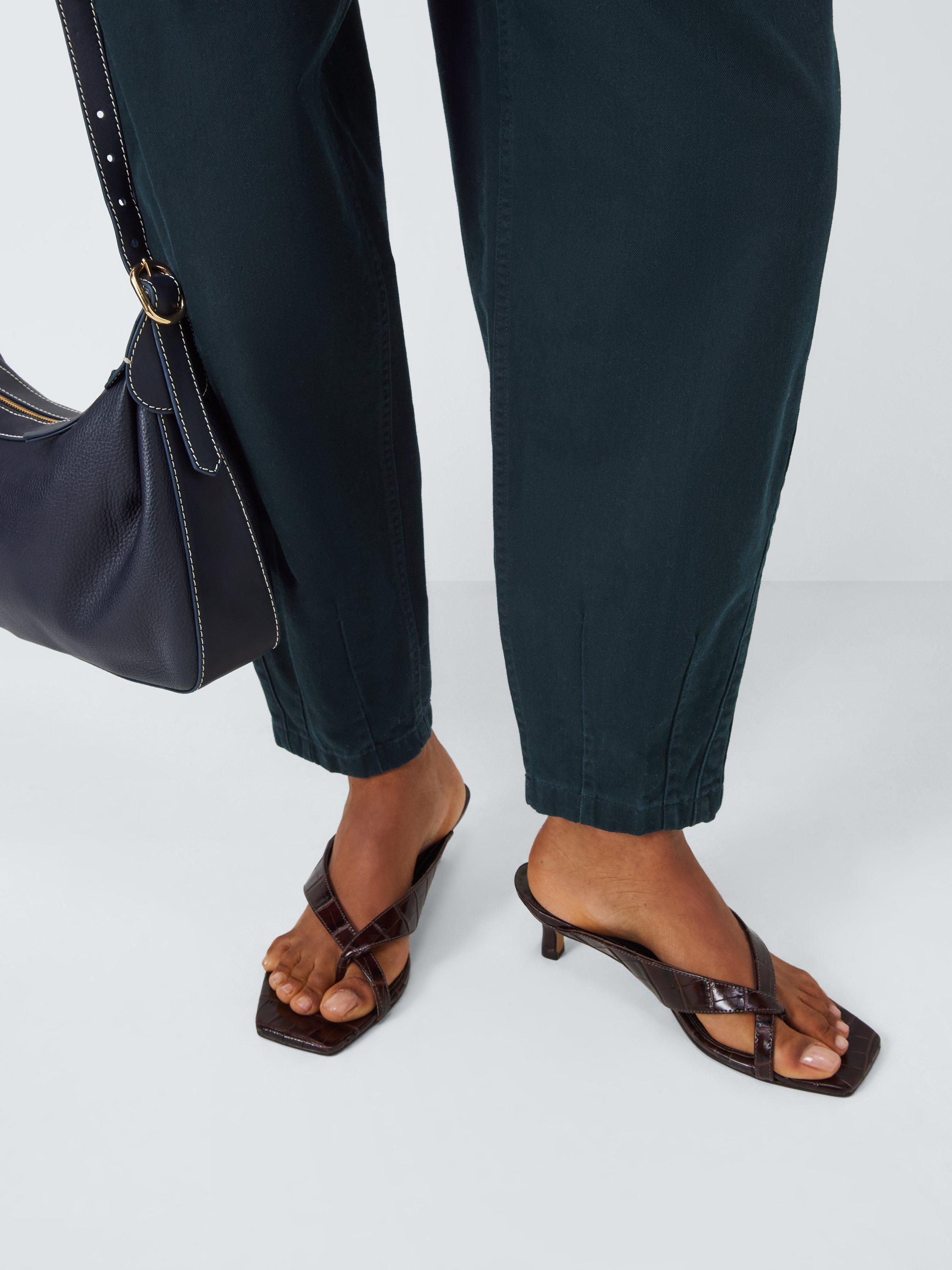 Product image 6 of 6, which shows Polo Ralph Lauren Belted Twill Crop Trousers, Navy, 16