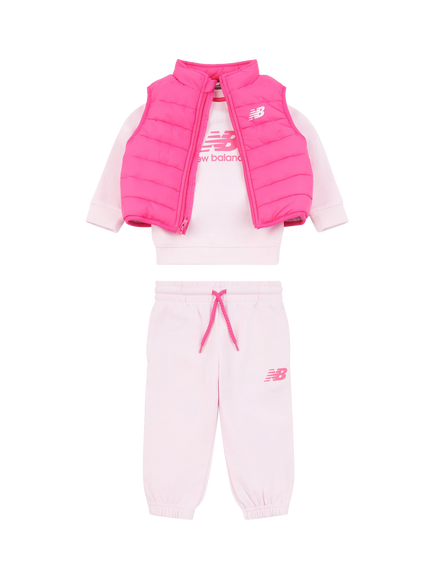 New Balance Kids' Sweatshirt, Joggers & Gilet Set, Light Raspberry, Light Raspberry