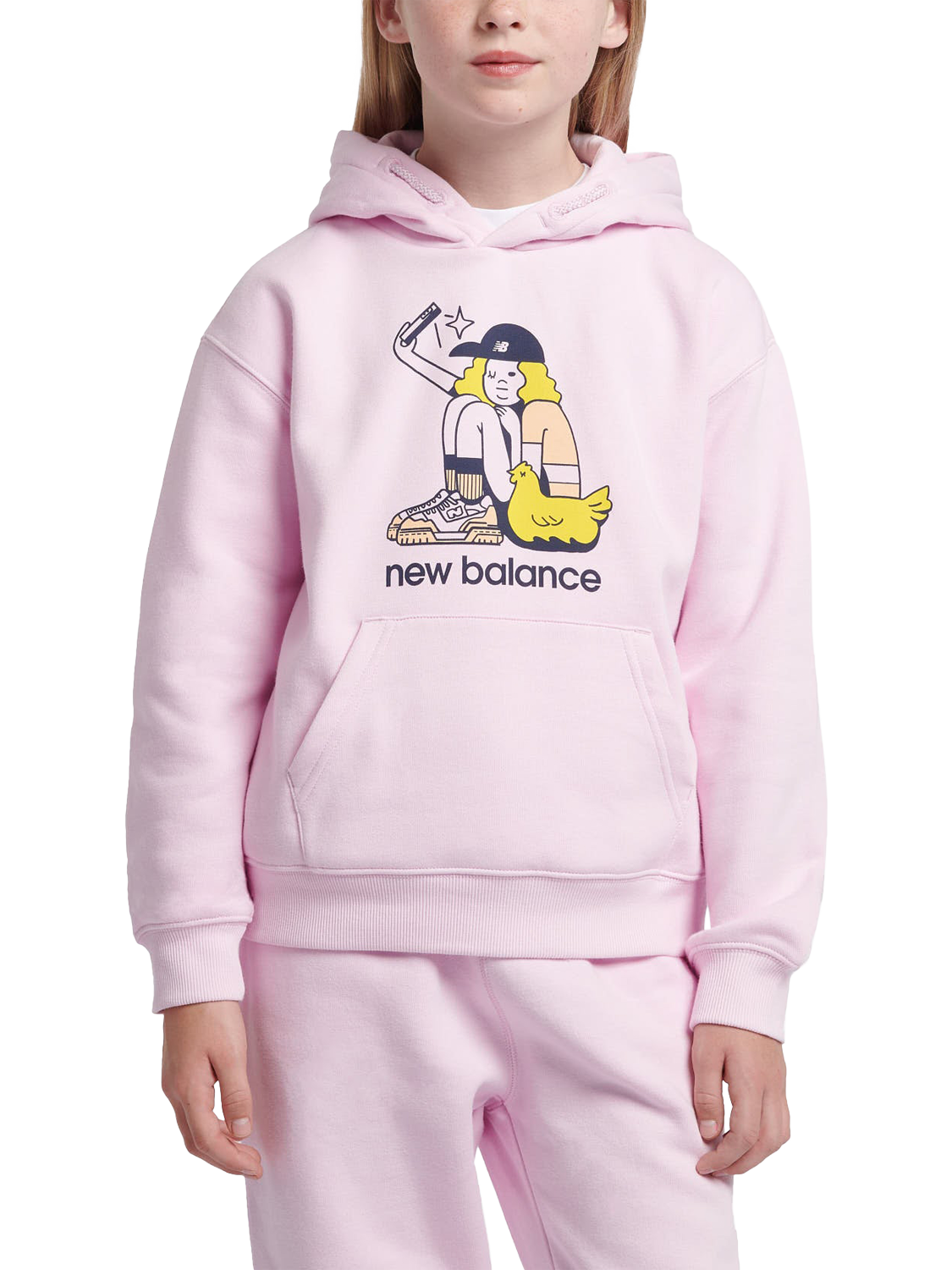 Product image 1 of 9, which shows New Balance Kids' Selfie Hoodie, Light Raspberry, 7-8 years