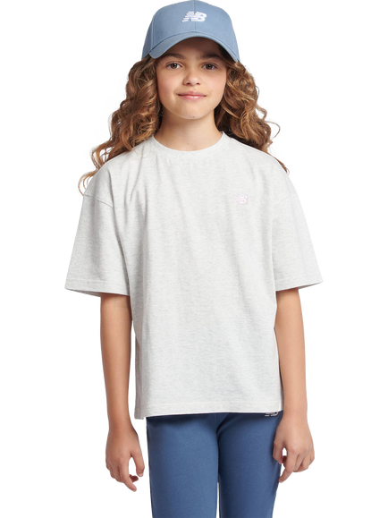 New Balance Kids' Cotton Logo T-Shirt, Ash Heather, Ash Heather