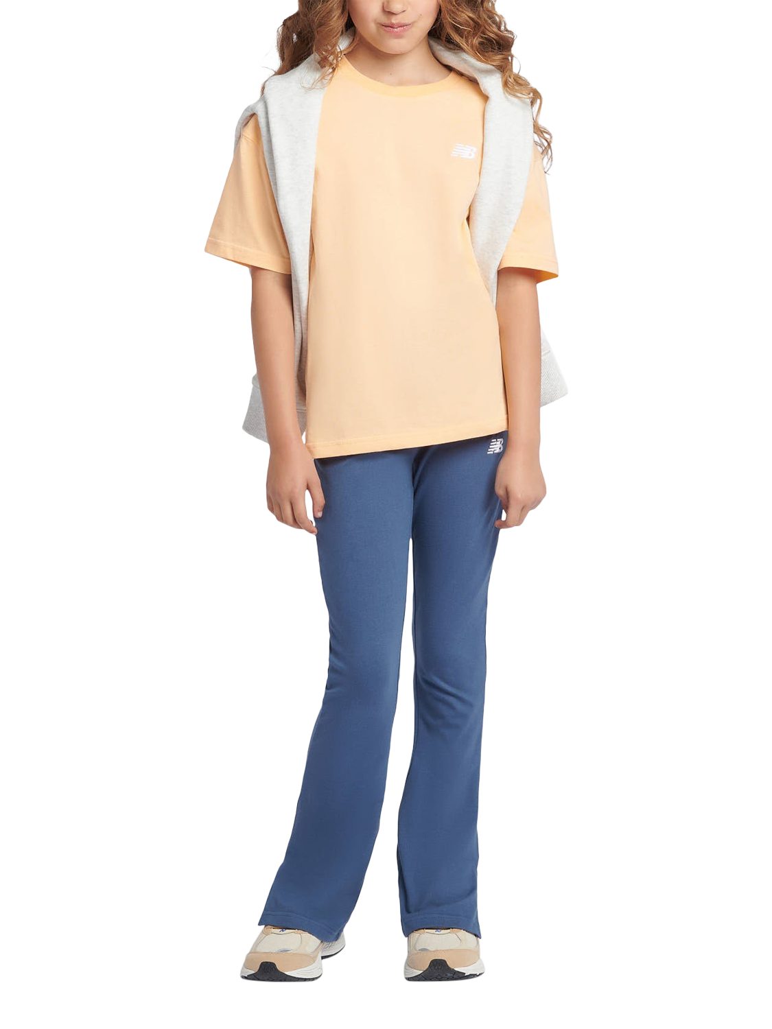 Product image 5 of 8, which shows New Balance Kids' Cotton Logo T-Shirt, Peach Blossom, 7-8 years