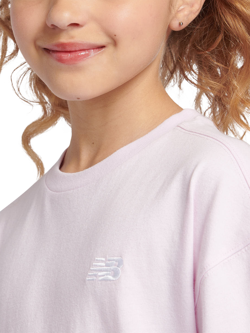Product image 4 of 8, which shows New Balance Kids' Cotton Logo T-Shirt, Light Raspberry, 7-8 years