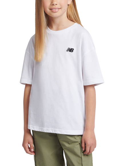 New Balance Kids' Cotton Logo T-Shirt, White, Nb Bright White