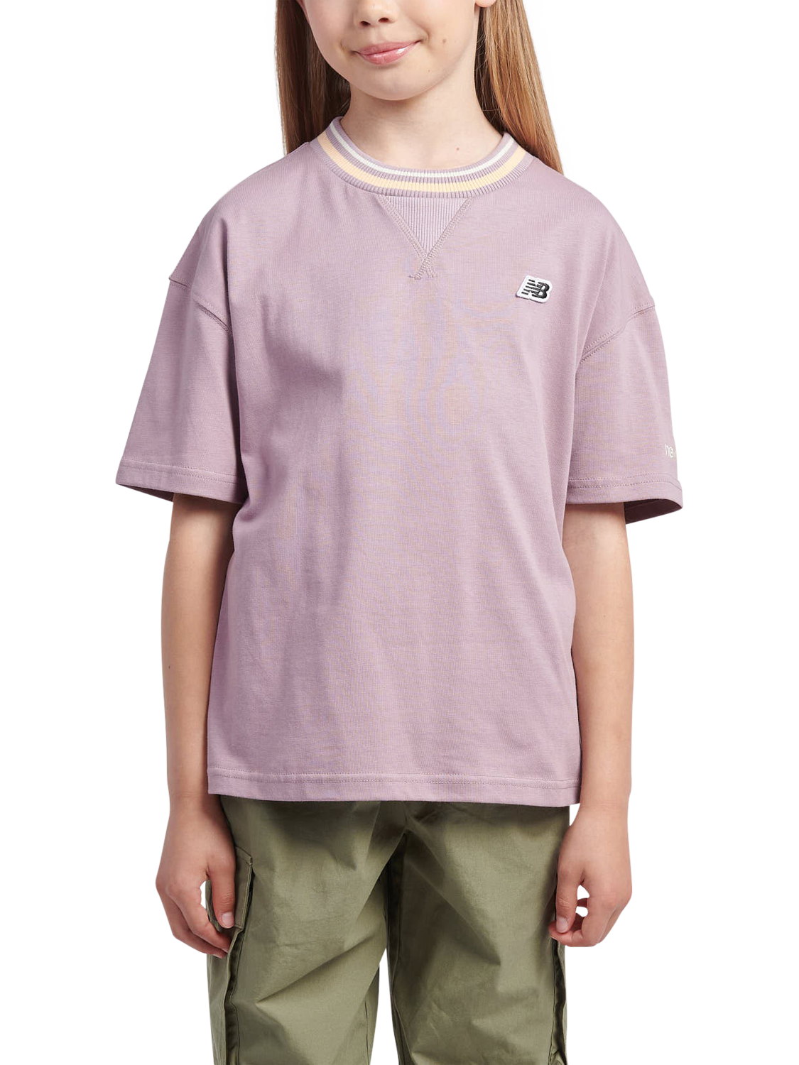Product image 1 of 7, which shows New Balance Kids' Premium Cotton T-Shirt, Ice Wine, 7-8 years