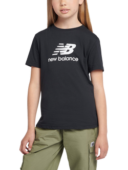 New Balance Kids' Stacked Logo Cotton T-Shirt, Caviar