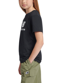 New Balance Kids' Stacked Logo Cotton T-Shirt - view 2, Caviar