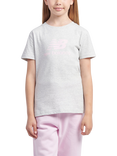 New Balance Kids' Stacked Logo Cotton T-Shirt, Ash Heather