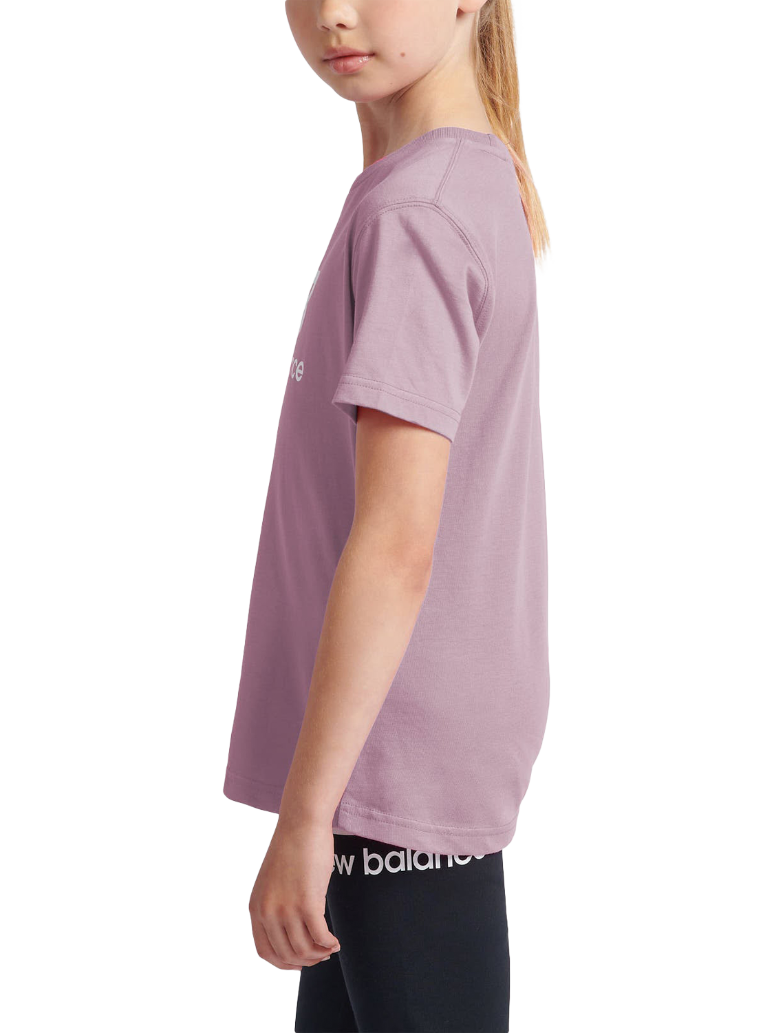 Product image 2 of 8, which shows New Balance Kids' Stacked Logo Cotton T-Shirt, Ice Wine, 7-8 years