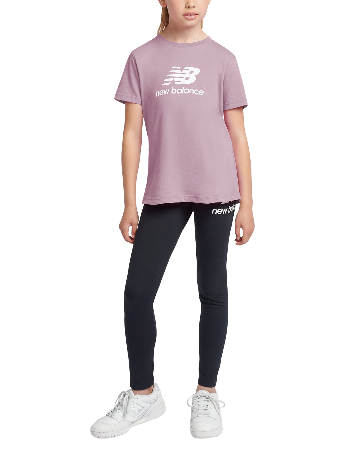 Product image 5 of 8, which shows New Balance Kids' Stacked Logo Cotton T-Shirt, Ice Wine, 7-8 years
