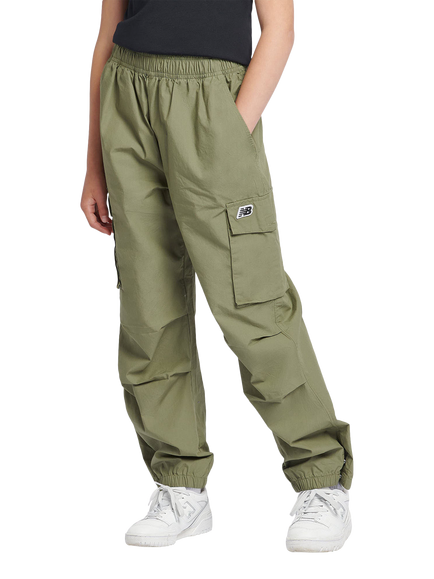 New Balance Kids' Premium Cotton Cargo Trousers, Dark Olivine, Dark Olivine